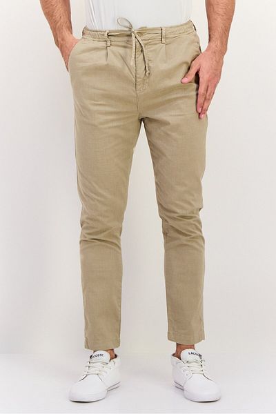 Sorbino Men Regular Fit Microgrid Pattern Chino Pants, Beige