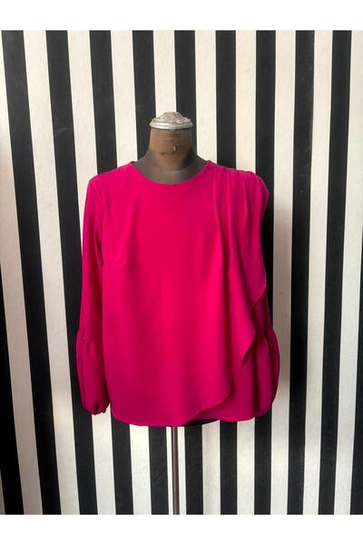 AY Güler Tekstil Tek Omuz Pileli İç Göstermeyen Bluz Gömlek