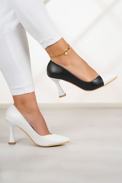 Erkan Saçmacı Jatqılı Plus Black and White Glass Heeled Shoes