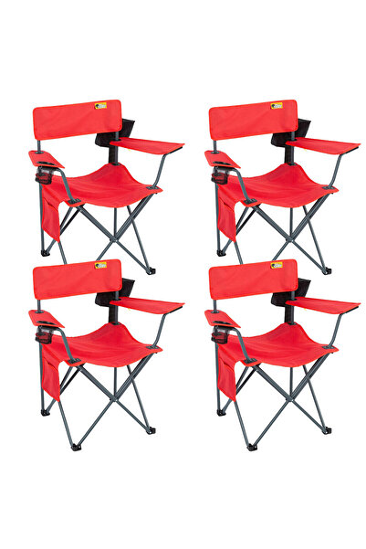 Funky Chairs Camp 2.0 Katlanabilir Kamp Piknik Sandalyesi - Kırmızı (4 ADET)