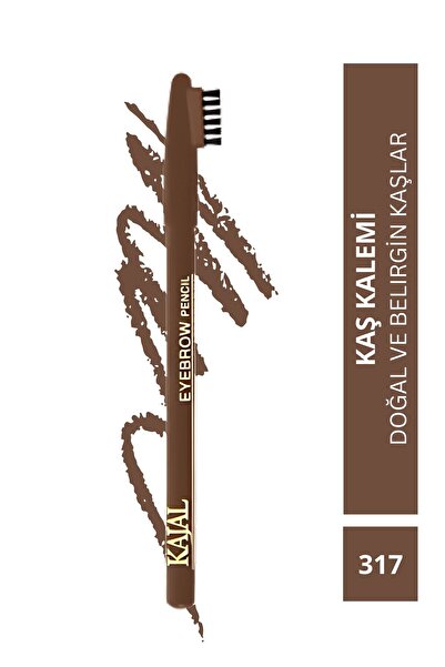 KAJAL Kapağı Fırçalı Sıcak Kahverengi Kaş Kalemi - Eyebrow Pencil - No: 317