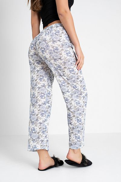DONEX Bumbac, țesătură subțire, respirabilă, panglică, detaliu în talie, imprimat, fără buzunare, pantaloni de pijama pentru femei