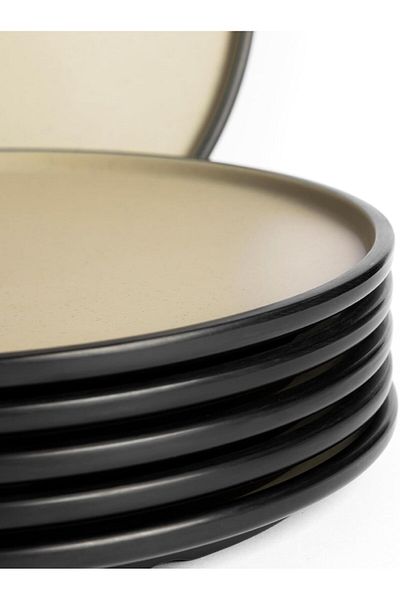 mastergold 6 Pieces Melamine Round Flat Dinner Plates (30cm) for Serving Meat, Noodles & Pizza