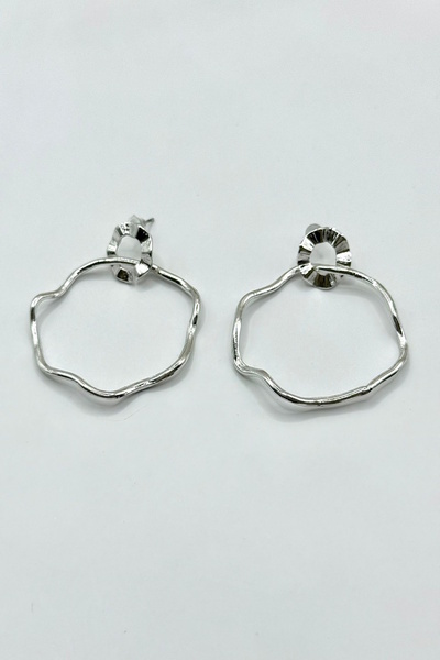 DEMOKAN Kadın Küpe 4cm Dalgalı Halka Tasarım Küpe