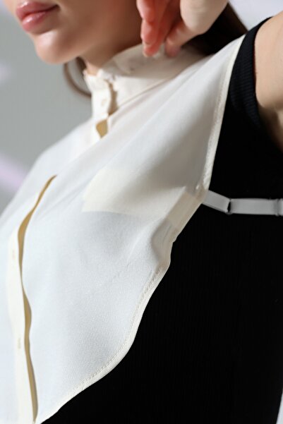 SCHIK Schık Pamuklu Fırfır Yaka Çıkarılabilir Yarım Gömlek Taş Sckwm24gml02