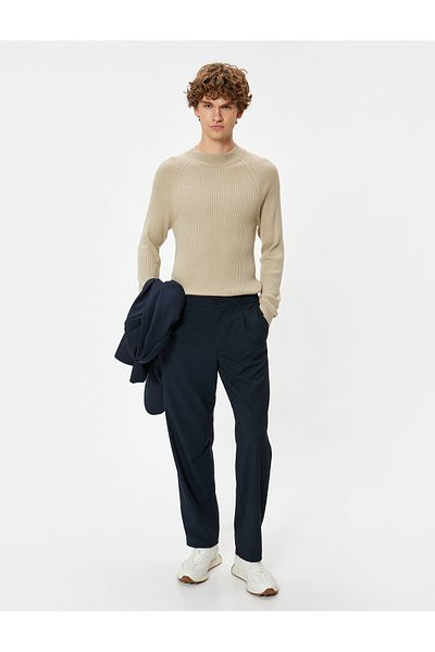 Koton Stand Collar Knit Sweater - Basic Cotton Blend