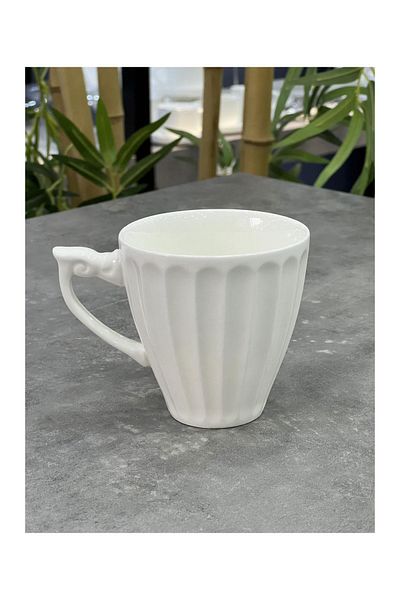 Doğudeko Luxury White Plain Retro Porcelain Mug