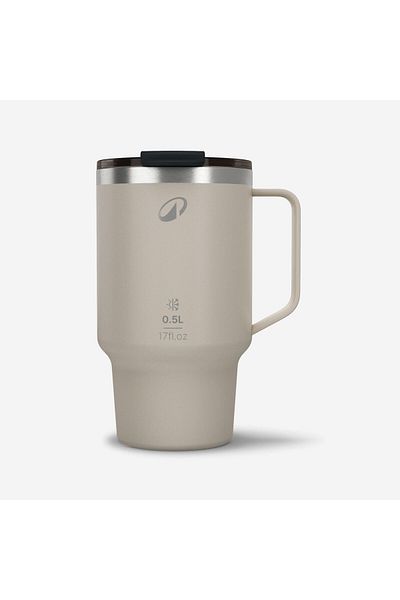 Decathlon Quechua Stainless Steel Thermos Cup - Beige - 0.5 L