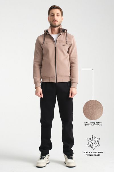 Shooter Winter Mink Men's Tracksuit Set with Ribbon Inside Hooded Regular Fit