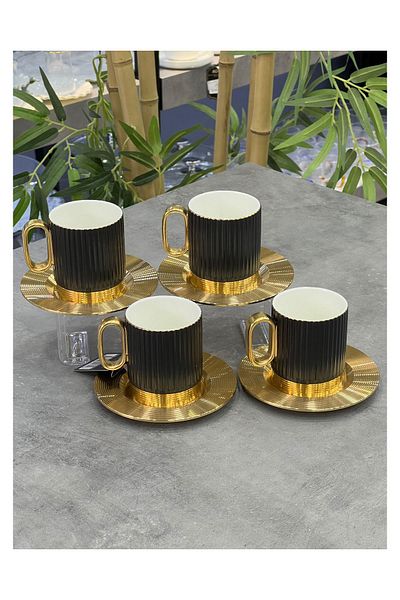 ACAR Erika 4 Black Porcelain Teacup Set - Lux