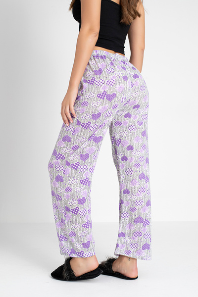 DONEX Cotton Thin Breathable Fabric Ribbon Waist Detail Printed Women's Sleepwear Bottoms Without Pockets