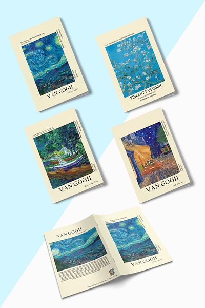 Buka Shops Set caiete Van Gogh - A5 - Pachet de 4 caiete cu rigle - Cusut cu sarma