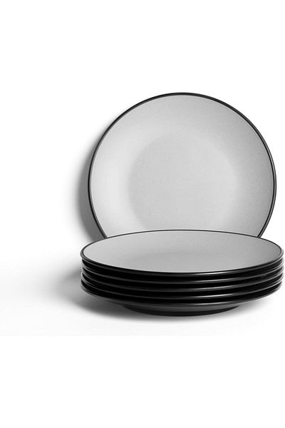 mastergold 6 Pieces Melamine Round Flat Dinner Plates (20cm) for Serving Meat, Noodles & Desserts