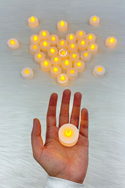 ZEYMERADE Beyaz Ledli Mum, Tealight Mum Pilli 9 Adet, Özel Gün, Led Işıklı, Kutlama, Doğum Günü, Kına