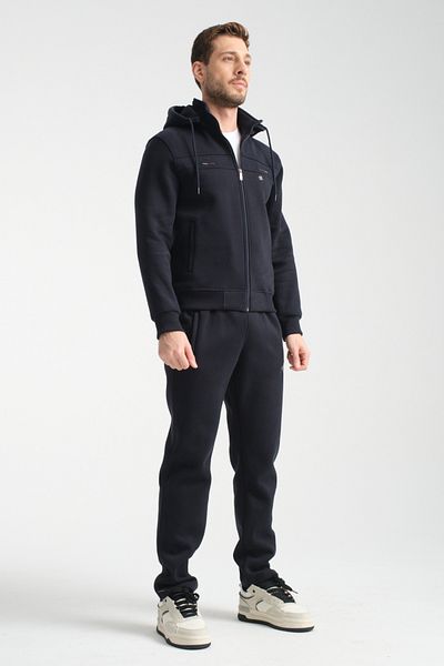Shooter Winter Navy Blue Men's Tracksuit Set with Hooded Inside Regular Fit