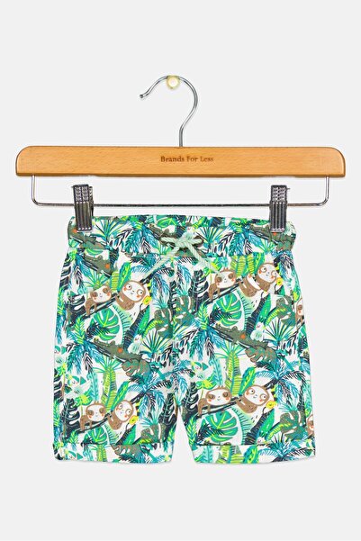 Dp Am Toddlers Boy Graphic Print Drawstring Shorts, Green Combo