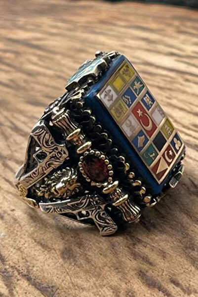 Diriliş Takı Çift Tabanca 16 Türk Devleti Gümüş Yüzük