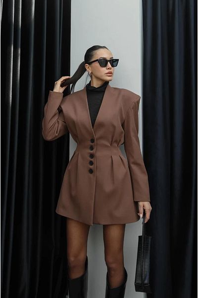 buqre's moda Clamp Detailed Buttoned Jacket Shorts Skirt Suit