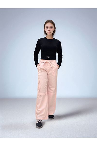 Asortix Girls' 100% Cotton Cargo Pocket Linen Trousers - Comfortable, Stylish and Comfortable Design