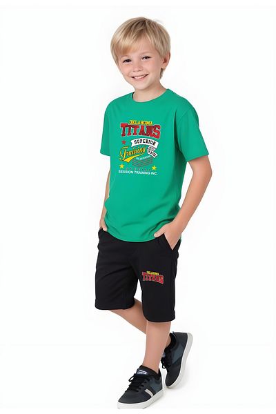 FYK KİDS Boy's Summer Titan Printed Bottom-Top Suit