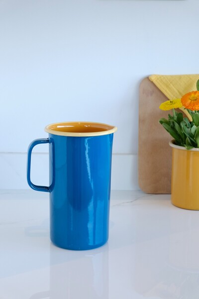 Elifle Emaye Sürahi 1600 ml Petrol Mavi