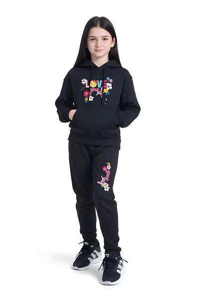 FYK KİDS Σετ φόρμας για κορίτσια με κουκούλα Floral εμπριμέ