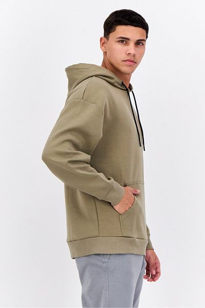 RBX Men Sportswear Fit Long Sleeve Outdoor Hooded, Olive