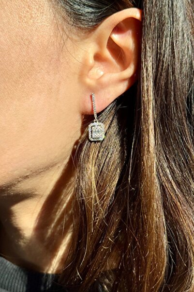 Safir Kuyumculuk Altın Zirkon Baget Küpe - 14 K Baget Küpe - Altın Baget Küpe