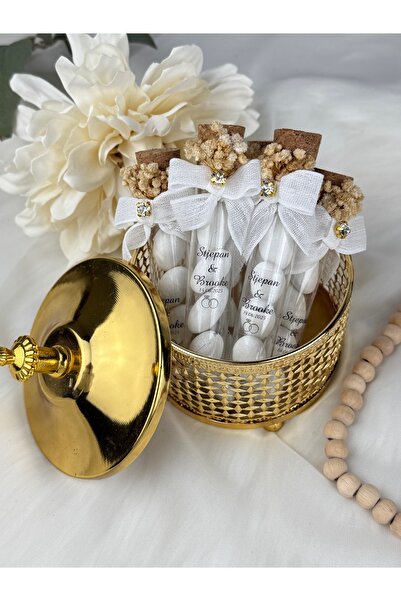 Armoni 25 ADET SÖZ NİŞAN NİKAH HEDİYELİK CAM TÜP ŞİŞEDE BADEM ŞEKERİ