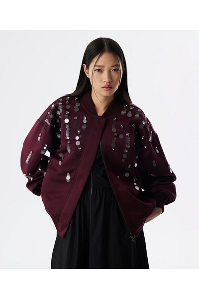 Twist Embroidered Bomber Coat
