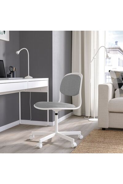 IKEA çalışma sandalyesi, beyaz-vissle açık gri Test edildi: 110 kg
