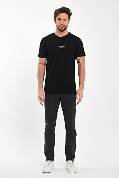 Rodi Jeans Men's Black Crew Neck Comfortable Fit Rodi Jeans Printed Cotton T-Shirt