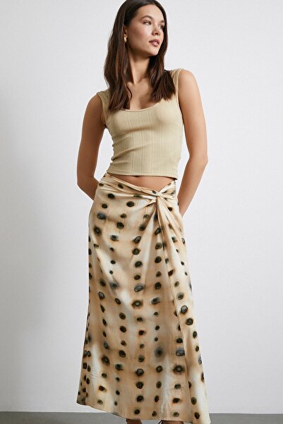 Never more Ecru Φούστα - Λεπτομέρεια με κόμπο