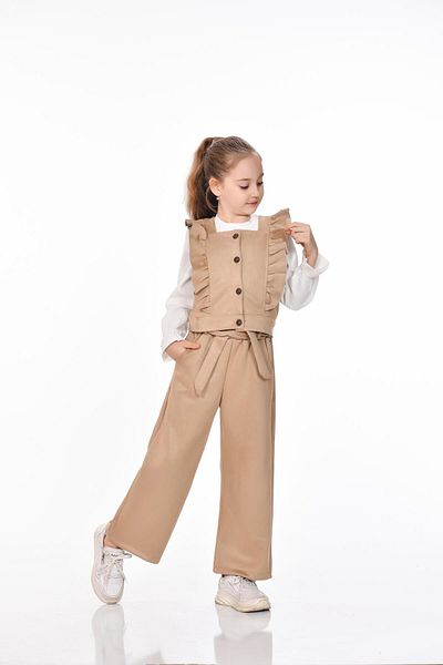 Kamex Suede Ruffled Vest Set