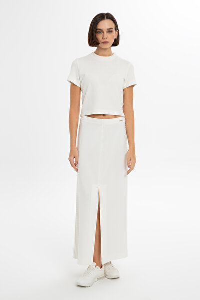 GİZİA Yırtmaçlı Ekru Uzun Etek