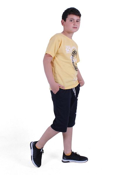 FYK KİDS Vintage Custom Text Printed Boy's Summer Suit