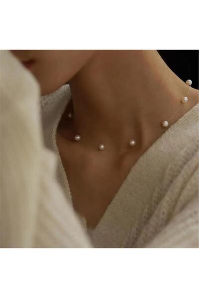 Pelin Aksesuar İncili Şeffaf Misinalı Hayalet Kolye