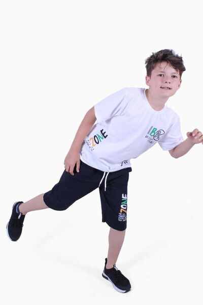 FYK KİDS 3-Piece Nuk Dg-zoone-vintage Boy's Summer Suit with Lettering Detail