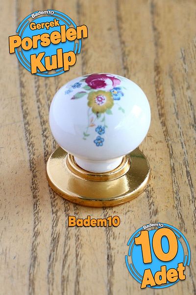 Badem10 10 buc. Buton de aur din porțelan trandafir Mobilier Bucătărie Sertar Dulap Dulap Mâner de aur Mâner