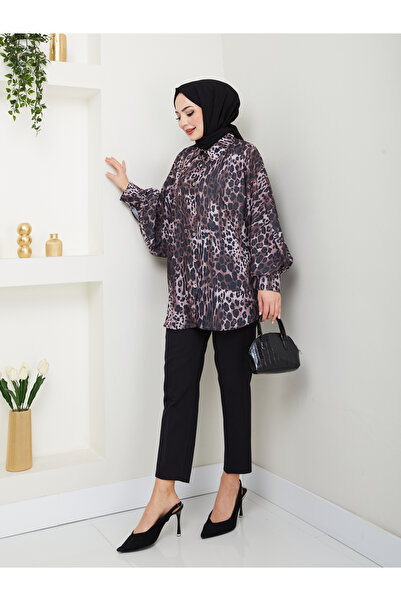 EFSUN MODA ΠΙΝΑΚΑΣ ΛΕΟΠΑΡ ΜΠΟΥΜΕΛΟ JESICA ΜΑΚΡΥΜΑΝΙΚΟ ΣΚΟΥΡΟ ΚΑΦΕ ΜΕΓΕΘΟΣ: 38