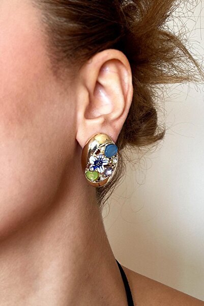 New Obsessions الأزهار الطريق القطع الناقص الأقراط النسائية