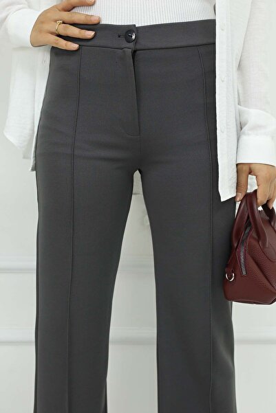 benguen Anthracite Palazzo Trousers 3043 - Buttoned