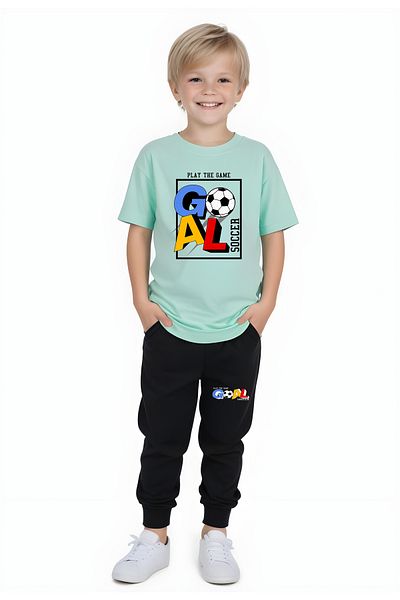 FYK KİDS Boy's Seasonal Goal Printed Bottom-Top Suit