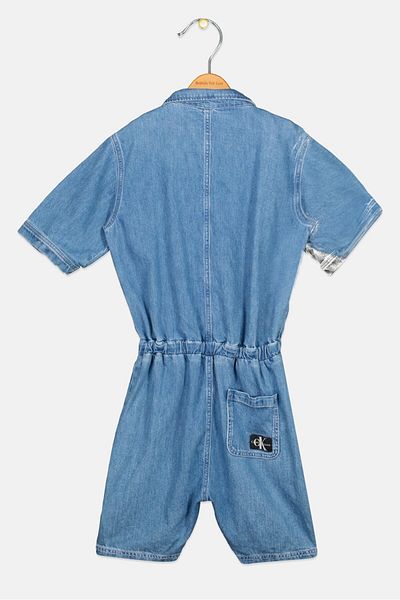 Calvin Klein Kids Girl Short Sleeve Washed Playsuit, Blue