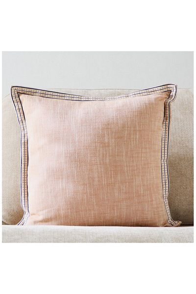 Home Box Warm Oasis Terra Chambray with Embroidered Edges Filled Cushion 50x50 cm