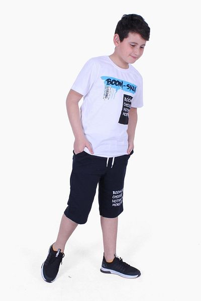 FYK KİDS Letter Printed Boy's Bottom Top Capri Set