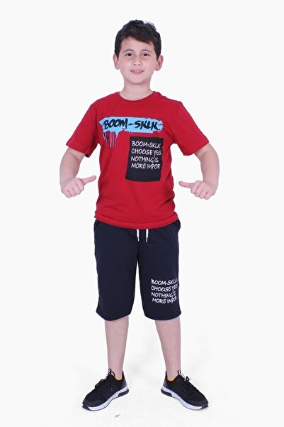 FYK KİDS Boom Sklk Text Printed Boy's Bottom-Top Capri Set