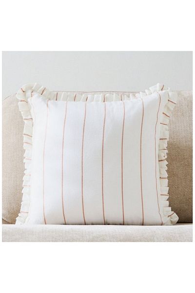 Home Box Warm Oasis Terra Stripe Scallop Edges Filled Cushion 50x50 cm