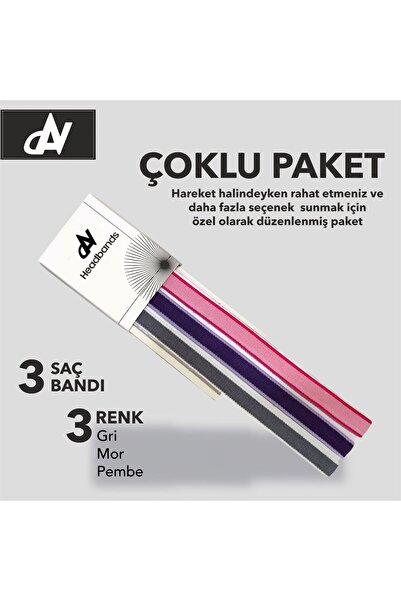 DAVSPOR Elastik Kaydırmaz Silikonlu Unisex Saç Bandı Headband 3'lü Paket