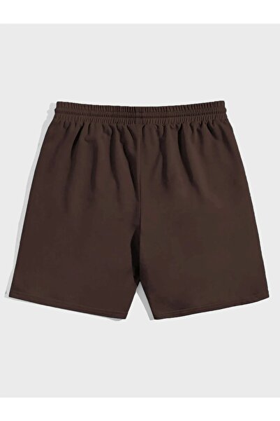 NO 601 Ανδρικό καφέ New Moment εμπριμέ χτενισμένο βαμβακερό άνετο σορτς